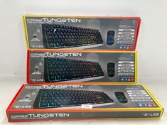 3 X THE G-LAB COMBO TUNGSTEN - BACKLIT WIRELESS GAMING KEYBOARD AND MOUSE PACK - SPANISH LAYOUT WIRELESS GAMING KEYBOARD + 2400 DPI WIRELESS GAMING MOUSE - PC/PS4/PS5/XBOX ONE - LOCATION 7A.