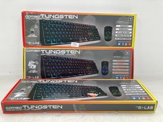 3 X THE G-LAB COMBO TUNGSTEN - BACKLIT WIRELESS GAMING KEYBOARD AND MOUSE PACK - SPANISH LAYOUT WIRELESS GAMING KEYBOARD + 2400 DPI WIRELESS GAMING MOUSE - PC/PS4/PS5/XBOX ONE - LOCATION 7A.