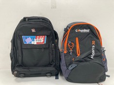 2 X BLACK BACKPACKS OF THE BRANDS OIWAS AND COLUMBUS - LOCATION 51A.