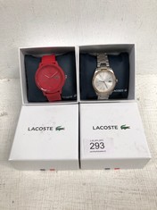 2 X LACOSTE WATCHES MODEL LC.122.3.20.2942 SILVER COLOUR AND MODEL LC.79.1.29.3205 RED COLOUR - LOCATION 4A.