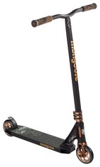 MONGOOSE RISE 110 EXPERT YOUTH AND ADULT FREESTYLE STUNT SCOOTER, HIGH IMPACT 110MM WHEELS, BIKE-STYLE GRIPS, LIGHTWEIGHT ALLOY DECK, BLACK/TAN.