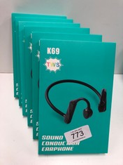 6 X TWS K69 SOUND-CONDUCTING HEADPHONES