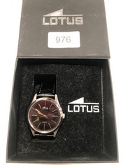LOTUS MEN'S WATCH 15961/3 MINIMALIST 316L STAINLESS STEEL CASE SILVER PLATED BLACK LEATHER STRAP.