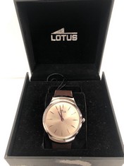 LOTUS MEN'S WATCH 18498/2 OUTLET 316L STAINLESS STEEL CASE SILVER GREY BROWN LEATHER STRAP.