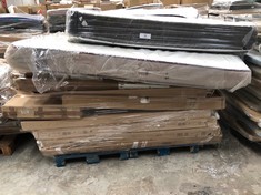 PALLET OF ASSORTED FURNITURE INCLUDING 2 MATTRESSES (MAY BE BROKEN, INCOMPLETE OR STAINED).