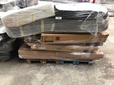 PALLET OF ASSORTED FURNITURE INCLUDING 3 MATTRESSES (MAY BE BROKEN, INCOMPLETE OR STAINED).