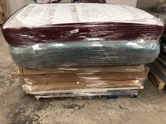 PALLET OF ASSORTED FURNITURE INCLUDING 2 MATTRESSES (MAY BE BROKEN, INCOMPLETE OR STAINED).