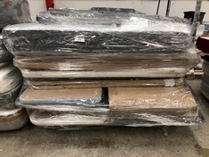 PALLET OF ASSORTED FURNITURE INCLUDING 1 MATTRESS AND ELECTRIC BOX SPRING (MAY BE BROKEN, INCOMPLETE OR STAINED).