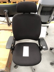 STEELCASE OFFICE CHAIR LEAP BLACK WITH FOLDING ARMRESTS .