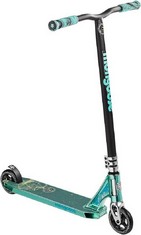 MONGOOSE RISE 110 EXPERT YOUTH AND ADULT FREESTYLE STUNT SCOOTER, HIGH IMPACT 110MM WHEELS, BIKE-STYLE GRIPS, LIGHTWEIGHT ALLOY DECK, TEAL/BLACK.