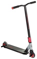 MONGOOSE RISE 100 PRO YOUTH AND ADULT FREESTYLE STUNT SCOOTER, HIGH IMPACT 110MM WHEELS, BIKE-STYLE GRIPS, LIGHTWEIGHT ALLOY DECK, BLACK/RED.