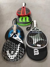 6 X VARIOUS MODELS OF RACKETS MAY BE SCUFFED OR DAMAGED INCLUDING PADEL.