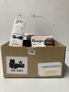 BOX OF ASSORTED ITEMS INC HENRY VACUUM BAGS