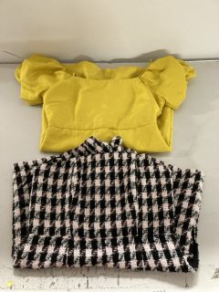2 X ASSORTED ITEMS TO INCLUDE WOMEN'S DESIGNER DRESS IN YELLOW - SIZE S