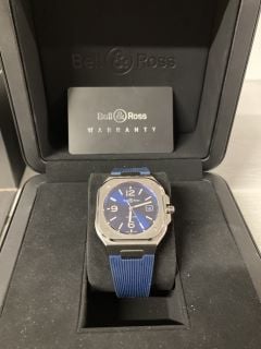 BELL  & ROSS GENTS BR 05 40MM AUTOMATIC WATCH - MODEL NUMBER BR05A-BLU-ST/SRB, COMPLETE WITH BOX, PAPERWORK & WARRANTY CARD - RRP £4100