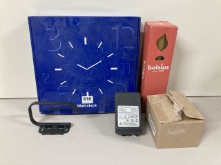 ASSORTED ITEMS INCLUDING WALL CLOCK