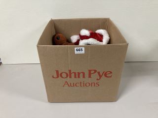 BOX OF ITEMS INCLUDING CANDLES, SANTA COSTUME