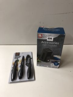 2 X ITEMS INC MASTERCHEF 3 PIECE KNIFE SET (18+, ID MAY BE REQUIRED)