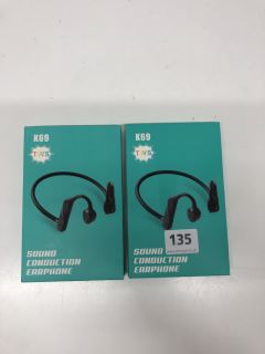 2 X K69 TWS SOUND CONDUCTION EARPHONES