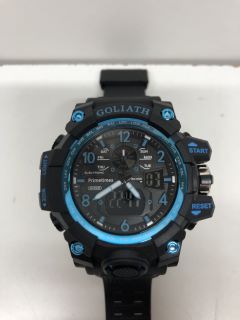 GOLIATH WATCH WITH BLUE FACE AND RUBBER STRAP