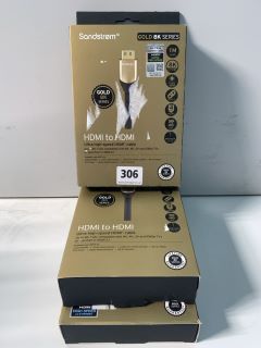 3 X SANDSTROM GOLD SERIES HDMI CABLES