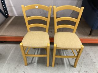 A PAIR OF JL LADDERBACK DINING CHAIRS IN MUSTARD