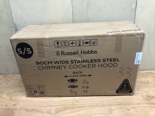 RUSSELL HOBBS 90CM WIDE STAINLESS STEEL CHIMNEY COOKER HOOD MODEL: RHSCH901SS-M