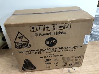 RUSSELL HOBBS 60CM WIDE GLASS & STAINLESS STEEL CHIMNEY COOKER HOOD MODEL: RHGCH601SS-M/01