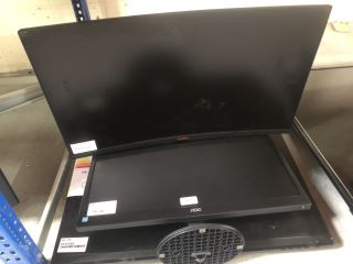 3 X ASSORTED MONITORS TO INC THINLERAIN 16" MONITOR MODEL HD-154 (WITH STAND, NO POWER SUPPLY, LINE ON SCREEN, WITH BOX)(SMASHED/SALVAGE)