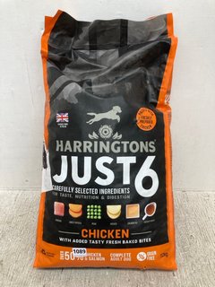 HARRINGTONS 12KG JUST 6 DRY DOG FOOD IN CHICKEN FLAVOUR - BBE: 23.04.2025: LOCATION - I16