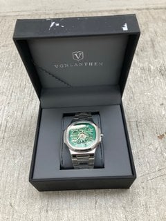 VONLANTHEN MENS AUTOMATIC GREEN SKELETON DIAL STAINLESS STEEL WATCH: LOCATION - E11