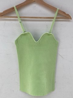 EMPORIO ARMANI RIBBED KNIT TOP IN SUNNY LIME - UK S: LOCATION - E1