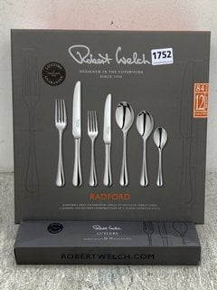 ROBERT WELCH RADFORD 48 PIECE CUTLERY SET TO ALSO INCLUDE ROBERT WELCH SET OF 12 STEAK KNIVES (PLEASE NOTE: 18+YEARS ONLY. ID MAY BE REQUIRED): LOCATION - E1