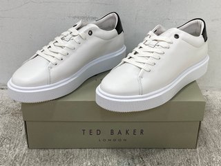 PAIR OF TED BAKER LONDON BREYON INFLATED SOLE TRAINERS IN WHITE - UK 9 - RRP £130.00: LOCATION - E0