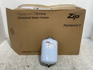 ZIP AQUAPOINT 3 15L UNVENTED WATER HEATER TO ALSO INCLUDE ARISTON 2L 3.5BAR 15MM EXPANSION SINGLE VESSEL CHECK VALVE - COMBINED RRP £385.00: LOCATION - A-1