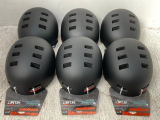BOX OF 6 MONGOOSE HARDSHELL BMX HELMETS IN BLACK SIZE: LARGE 60-62CM - TOTAL RRP £90: LOCATION - H-FRONT