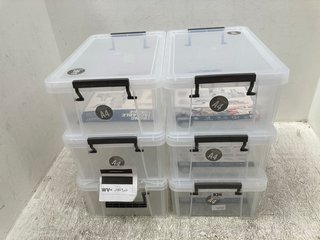 6 X ALL STORE A4 CLEAR PLASTIC STORAGE BOXES WITH LIDS: LOCATION - H5