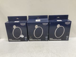3 X GROHE CHROME TOWEL RINGS: LOCATION - R4