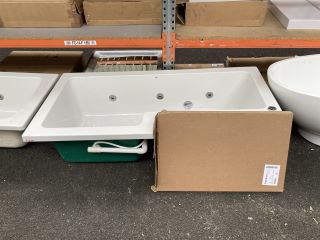 1700 X 850MM NTH LH 6 JET OFFSET SPA BATH COMPLETE WITH MOTOR & SWITCHES COMPLETE WITH MDF OFFSET BATH SIDE PANEL IN WHITE - RRP £1239: LOCATION - B4