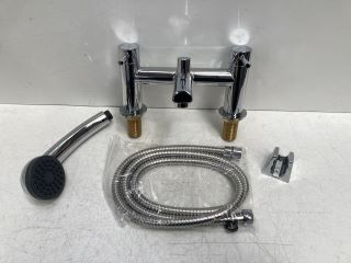 DECK MOUNTED BSM IN CHROME WITH SHOWER HANDSET, HOSE & WALL MOUNTING BRACKET - RRP £365: LOCATION - R1