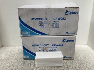 2 X BOXES OF OPTIMUM CFW002 WHITE C-FOLD HAND TOWELS: LOCATION - B12