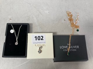 3 X ASSORTED JEWELLERY ITEMS TO INCLUDE TREAT REPUBLIC SILVER BIRTHSTONE CRYSTAL & DISC NECKLACE - BIRTHSTONE APRIL: LOCATION - WA1