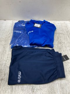 3 X ASSORTED MITRE CLOTHING ITEMS TO INCLUDE EDGE 1/4 ZIP TOP IN NAVY - UK XS: LOCATION - B15
