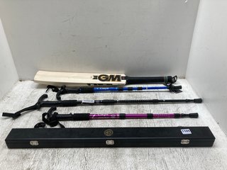 QTY OF ASSORTED SPORTING ITEMS TO INCLUDE BCE CUSTOM CUE WITH CASE & GM DXM CRICKET BAT: LOCATION - B16