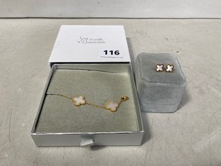 SAY IT WITH LUCK COLLECTION EARRINGS IN GOLD/FAUX PEARL TO ALSO INCLUDE SAY IT WITH LUCK COLLECTION CHAIN BRACELET IN GOLD/FAUX PEARL: LOCATION - WA1