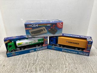 2 X SUPER WHEELZ LIGHTS & SOUNDS CHILDRENS TOY TRUCKS IN VARIOUS MODELS TO INCLUDE THE C64 MINI COMPUTER GAME: LOCATION - C15