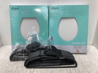 2 X GOOD HOME DIANI TOILET SEATS IN WHITE TO ALSO INCLUDE BOX OF NON SLIP HANGERS IN BLACK: LOCATION - C15