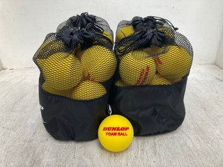 4 X BAGS OF DUNLOP INDOOR FOAM BALLS IN YELLOW WITH CARRY CASE: LOCATION - C8