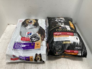 HILLS 14KG SENSITIVE STOMACH & SKIN DRY DOG FOOD IN CHICKEN FLAVOUR - BBE: 07.2025 TO ALSO INCLUDE PURINA 14KG PRO PLAN ADULT DRY DOG FOOD - BBE: 08.2025: LOCATION - C5