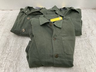3 X CARHARTT MENS LOOSE FIT BUTTON UP COTTON JACKETS IN GREEN IN VARIOUS SIZES: LOCATION - C4